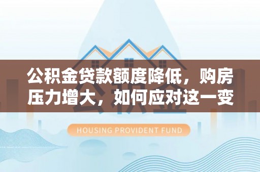 涞水公积金贷款额度降低，购房压力增大，如何应对这一变化？