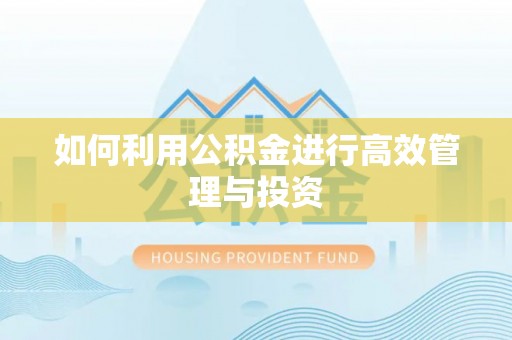 涞水如何利用公积金进行高效管理与投资